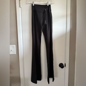 YoungLA For Her Black Crossover Flare Women's Athletic Leggings, Size Medium